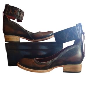 Freebird Dark Brown Leather Ankle Strap Flats